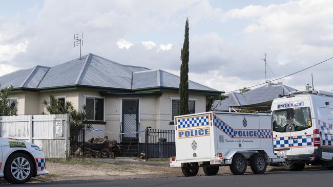 Police at a crime scene in Gatton on Old College Rd. Picture: Kevin Farmer