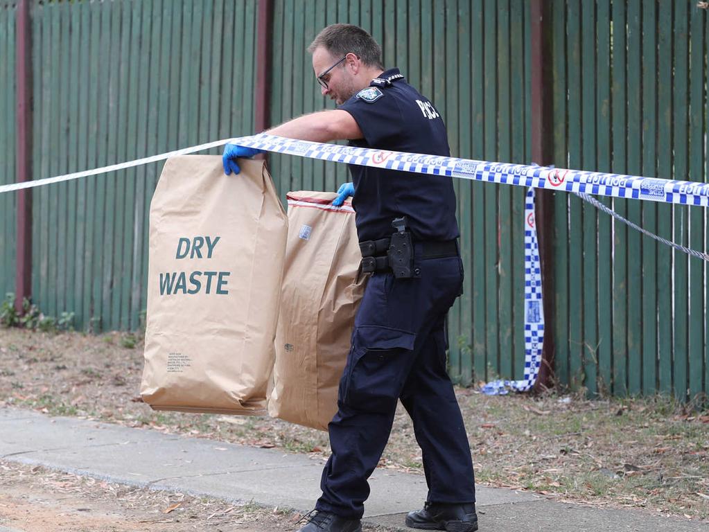 There is a strong police presence on the scene. Picture: Peter Wallis