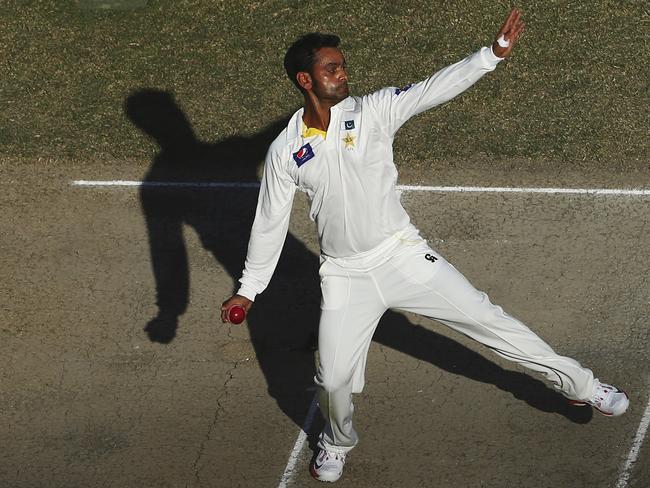 Mohammad Hafeez in action during the first Test against Australia in Dubai.