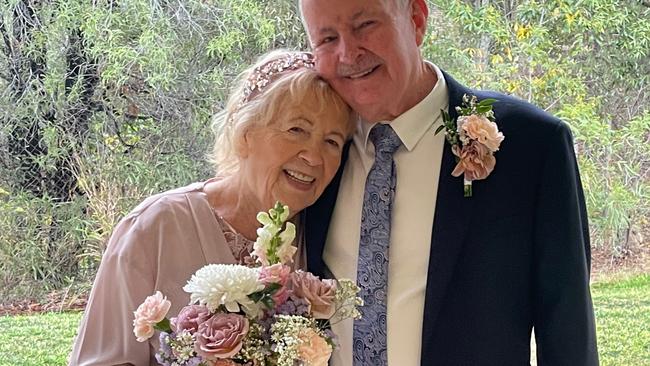 John Martin and Gillian Vanderheiden on their wedding day at Yeppoon on November 19, 2023.