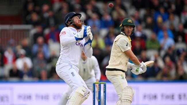 Jonny Bairstow takes the catch after it bobbled up off his gloves. Photo by Clive Mason/Getty Images.