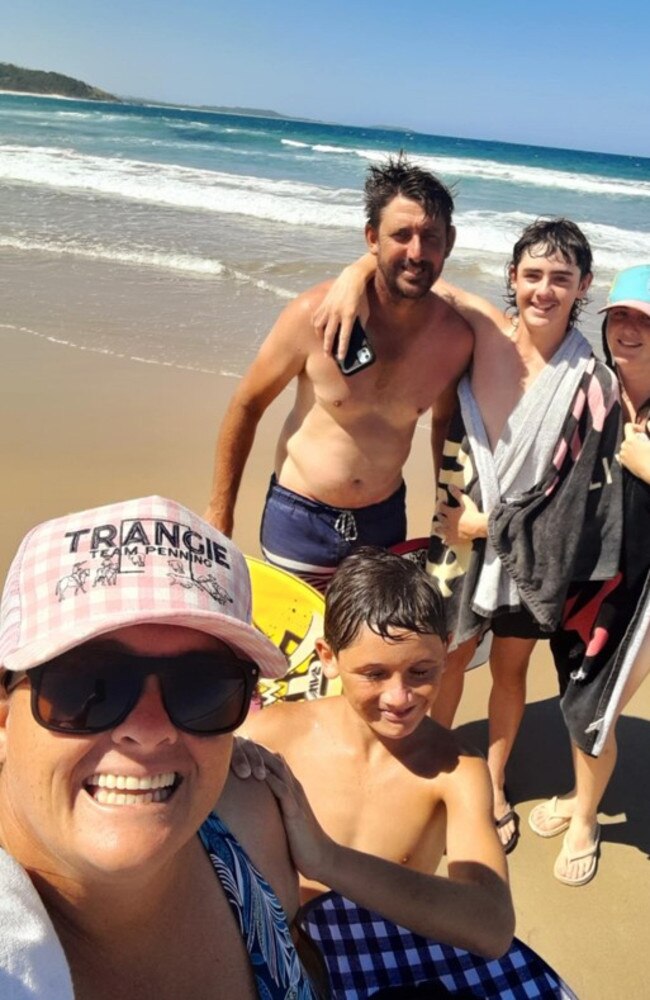 Lewis Leonard (back middle) with his parents Sean and Felicity and siblings Gracie and Harvey.