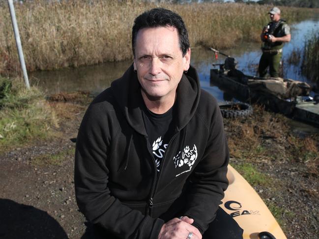 Animal Libertion Party MP Andy Meddick.  Protestors from Geelong Duck Rescue and Coalition Against Duck Shooting amongst others at Hospital Swamp,  Connewarre on the first day of Duck hunting season.  Picture: Peter Ristevski