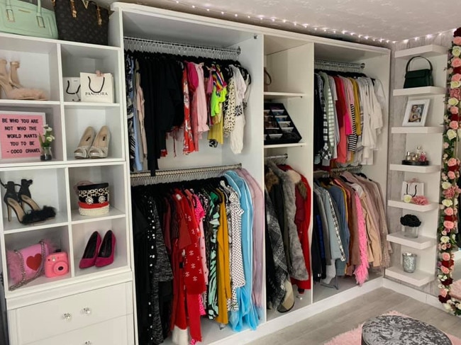 They styled the mostly grey and pink coloured space with upcycled furniture they already had and bought basics from Ikea. Picture: Facebook/Mrs Hinch Made Me Do It