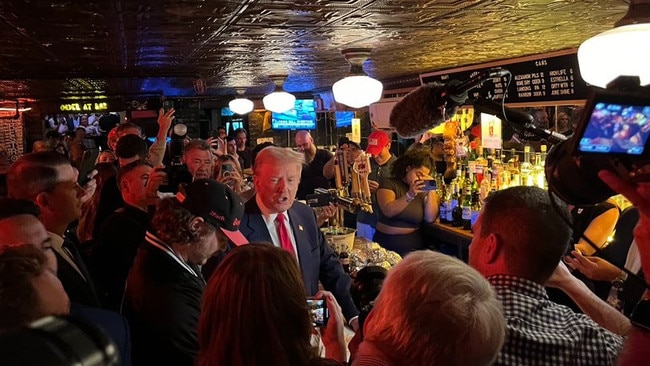 Donald Trump visits a bitcoin bar in New York. Picture: X/Twitter.