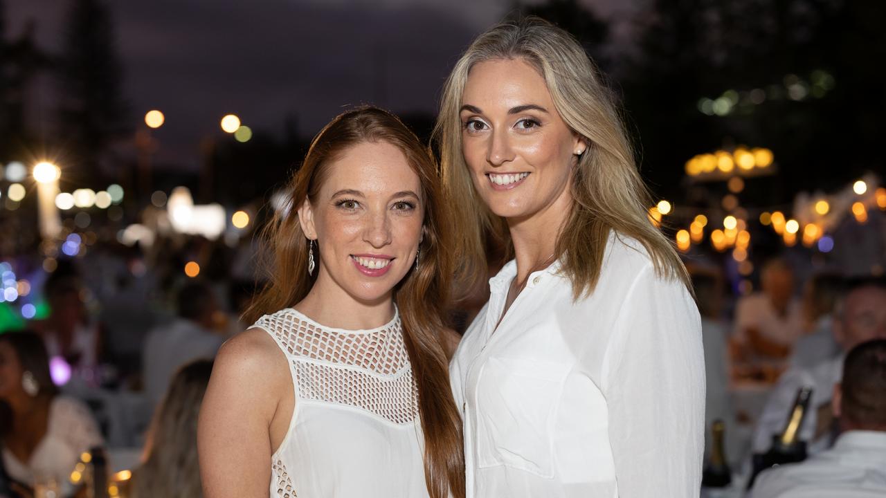 Corina Hough and Sarah Hill. The Pulse for DÃ&#131;Â®ner en Blanc Gold Coast at Broadbeach Park on April 22, 2023. Picture: Celeste Humphrey