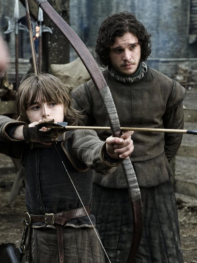 A scene from <i>Game of Thrones </i>in 2011. Isaac Hempsted Wright As Bran Stark with Kit Harrington as Jon Snow.