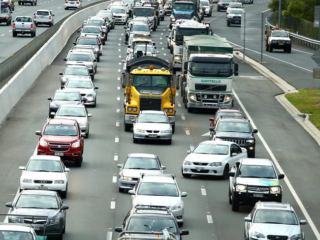 M1 traffic conditions on the Gold Coast, Prime Minister Malcolm Turnball has announced funding for sections of the road - View from Robina overpass where the lanes go from three to two Photo: David Clark