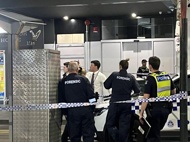 A man is fighting for life and another is on the run from police following an altercation  at  McDonalds on Elizabeth St Melbourne Picture: Supplied