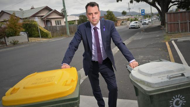 RUBBISH: Labor MP Josh Willie opposes the government's proposed bin tax. Picture: Kenji Sato