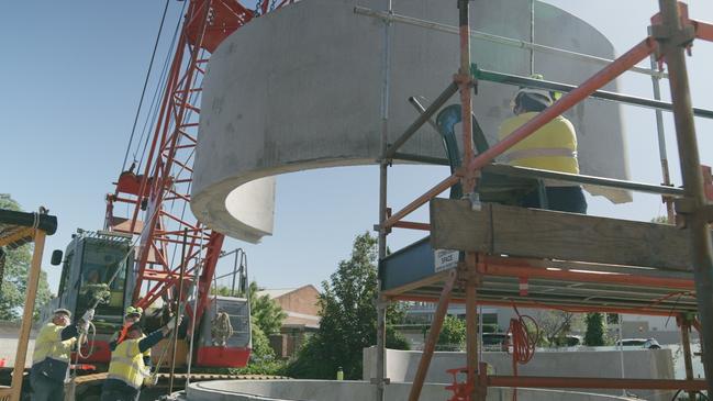 TasWater workers on the job upgrading Margaret Street Pump Stations. Picture: TasWater