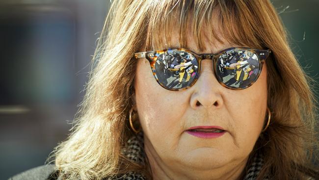 Glenda Burgess outside the Adelaide Magistrates Court on Wednesday. Picture: AAP / Mike Burton