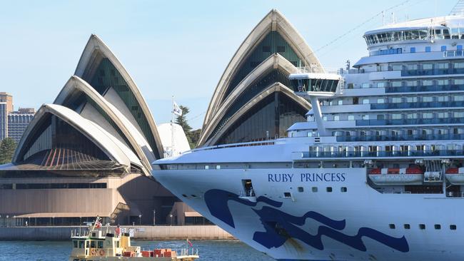 The Ruby Princess cruise ship leaves Circular Quay on March 19.