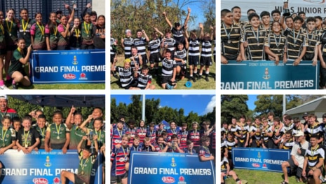 Winners and grinners form the Sydney Junior Rugby Union championships.