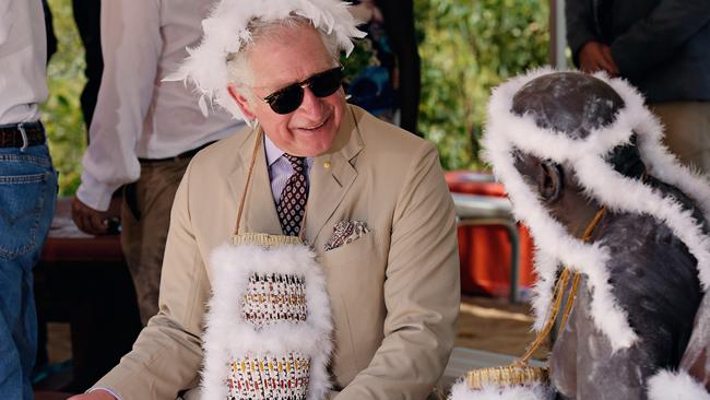 His Royal Highness Prince Charles is welcomed to country with a sacred â€˜Wuyalâ€™ ceremony, which will reveal the Malka (feather) string that connects the Rirratjingu people to their land. Led by traditional owner and ceremony leader Witiyana Marika, at Mount Nhulun where the spirit being Wuyal (sugar bag honey man) climbed to the top of the hill and named the areas around Nhulunbuy, and gave the Rirratjingu people their sacred knowledge. The Prince of Wales then met with senior members of the Rirratjingu Aboriginal Corporation, and Dhimurru Aboriginal Corporation during the first day of his visit to the Northern Territory.