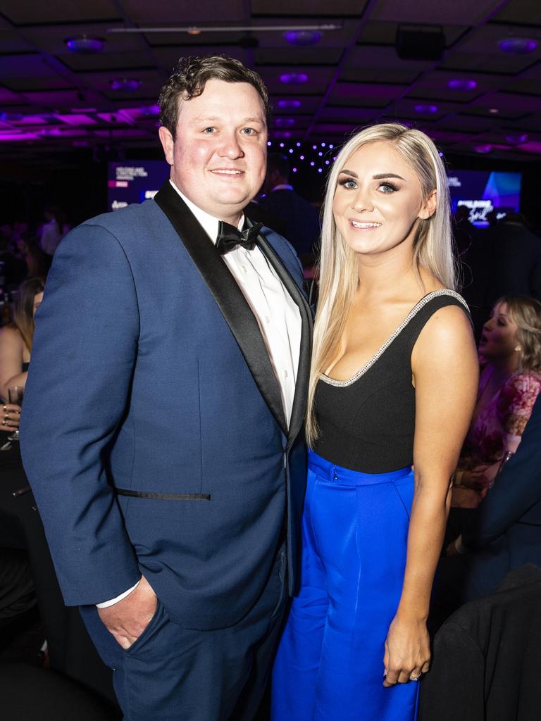 Kyle Fien and Emma Blacka of Kyle Fien Builders at the Downs and Western Housing and Construction Awards at Rumours International, Friday, July 22, 2022. Picture: Kevin Farmer