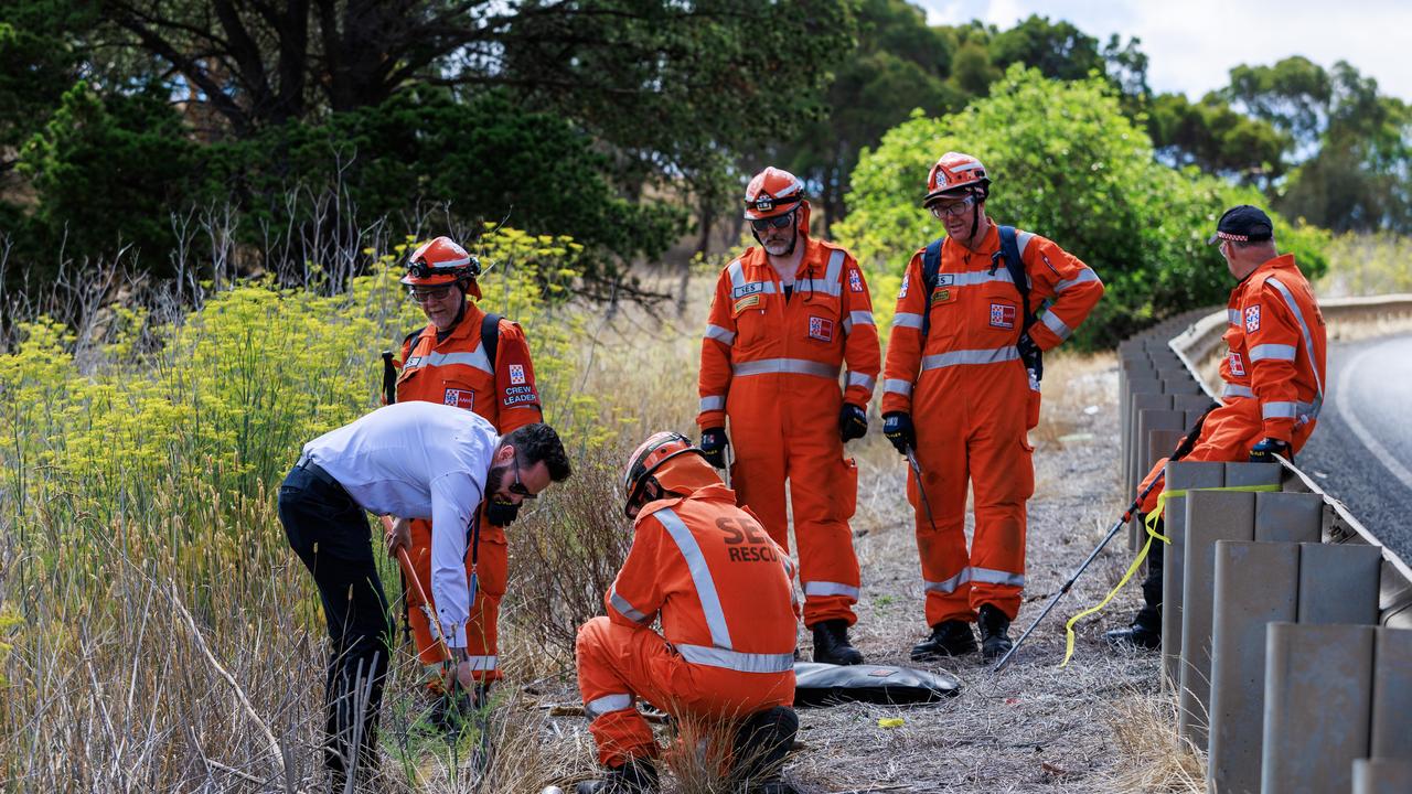 SES volunteers search bushland near Shelford as a part of a police investigation into the 2013 disappearance of Lorrin Whitehead. Picture: NewsWire / Aaron Francis