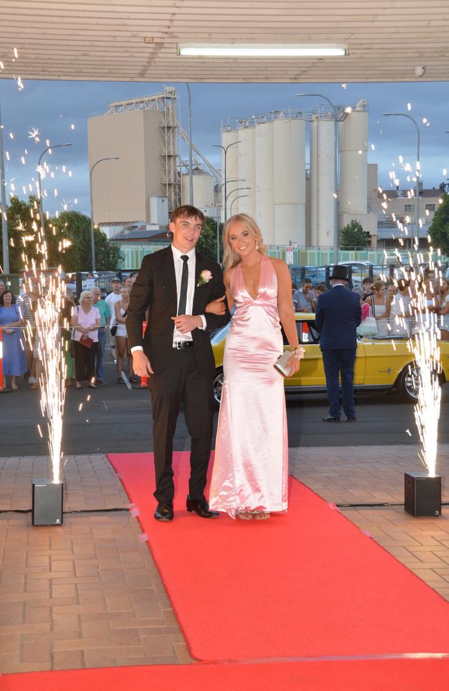 Toowoomba school formals. At the 2023 St Ursula's College formal is graduate Georgia Boyd with her partner George Jerrard. Picture: Rhylea Millar