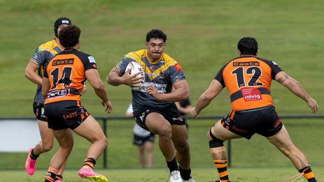 Poasi Manu as a Storm contracted playing at the Falcons. Picture: Nicola Anne Photography