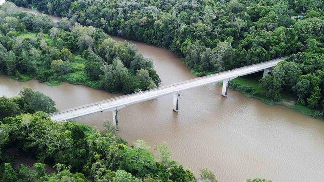 The Kennedy Highway bridge over the Barron River, near the town of Kuranda. The bridge will again be limited to a single lane of traffic. Picture: Brendan Radke