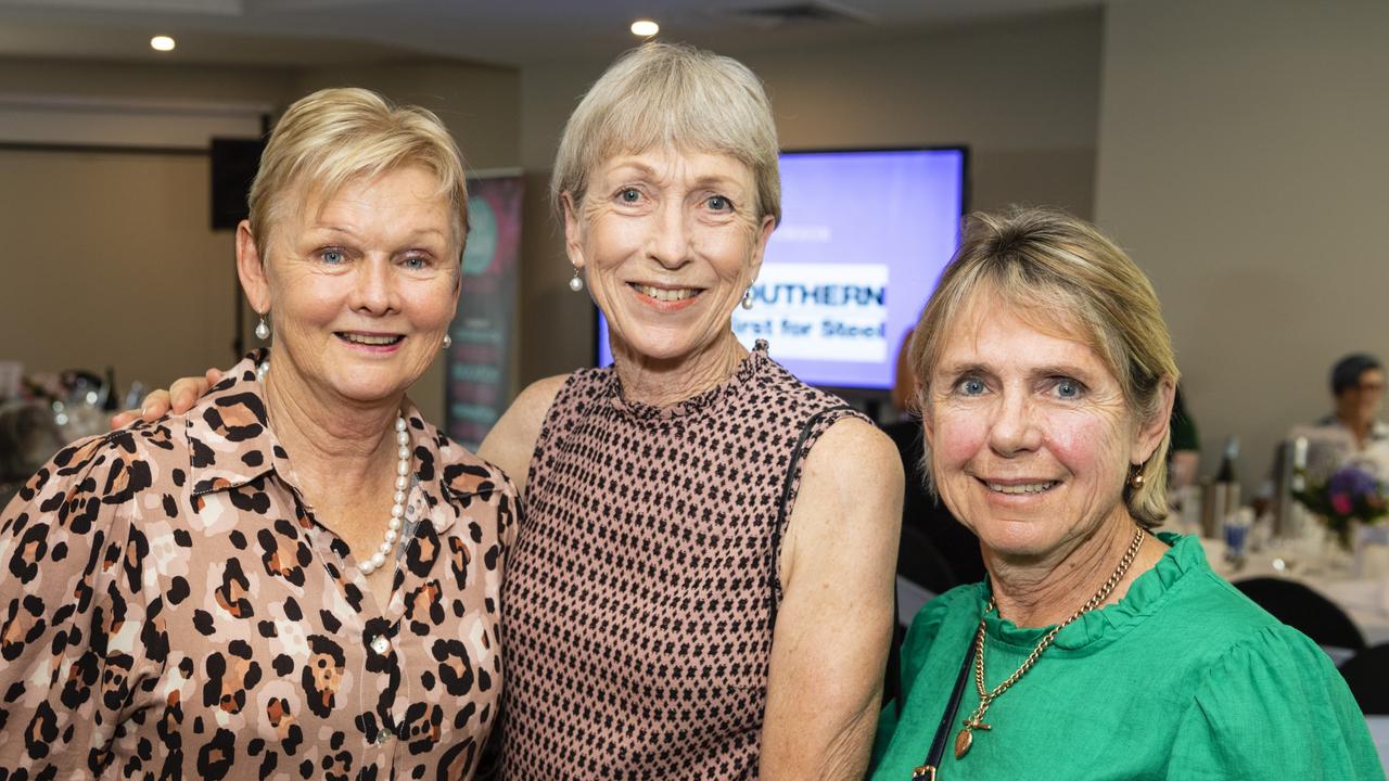 At the International Women's Day luncheon are (from left) Sally Harrington, Jan Porter and Helen Rose presented by Zonta Club of Toowoomba Area at Picnic Point, Friday, March 4, 2022. Picture: Kevin Farmer