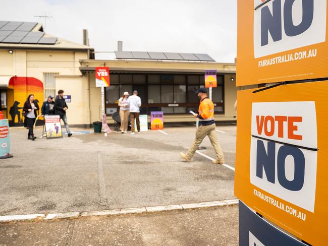 ADELAIDE/ KAURNA YARTA, AUSTRALIA - NewsWire Photos OCTOBER 14, 2023: Voters are seen at Plympton Glenelg RSL polling place. VOICEREF23 Picture: NCA NewsWire / Morgan Sette