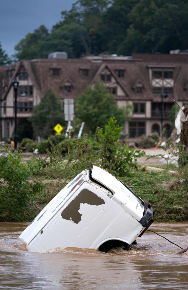 Floodwaters were filled with wrecked cars caught in the hurricane. Picture: Sean Rayford/Getty Images/AFP (