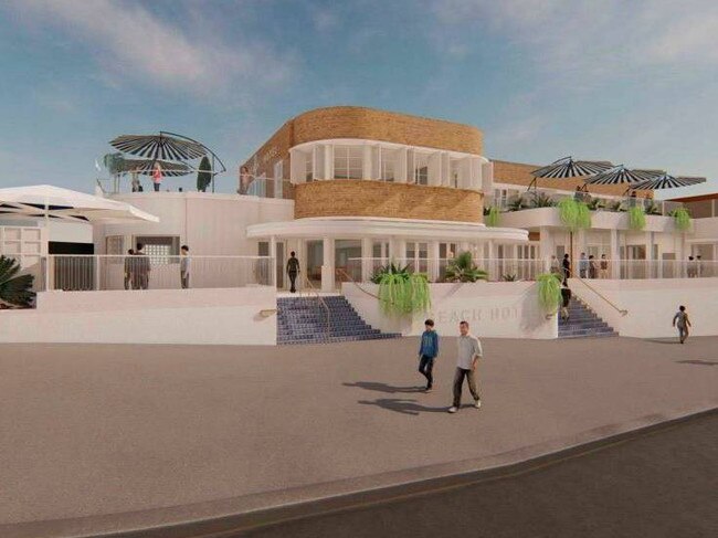 An artist’s impression of the proposed redevelopment of The Beach Hotel in Merewether, Newcastle. Picture: supplied