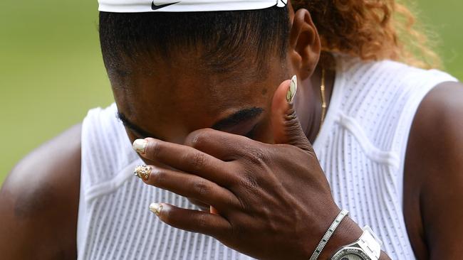 Serena Williams was overwhelmed by an incredibly focused Halep. Picture: AFP