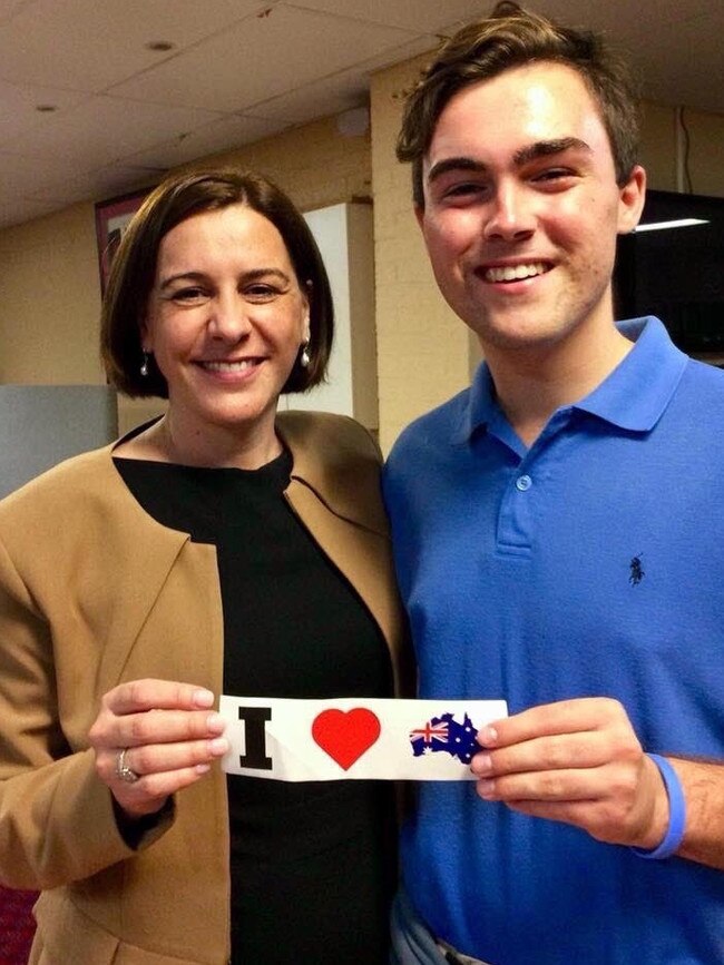 Opposition Leader Deb Frecklington and Gold Coast's Young LNP chair Barclay McGain.