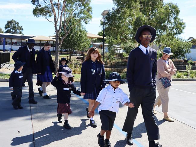 Ballarat Christian College preps started their first morning with Year 12 buddies. Picture: Ballarat Christian College