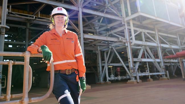 Woodside Energy's CEO Meg O'Neill at the Pluto LNG in Western Australia. Picture Supplied