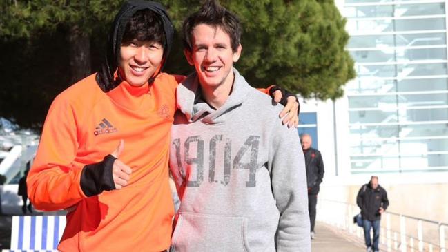 Club teammates, now Asian Cup opponents — Son Heung-min and Robbie Kruse.