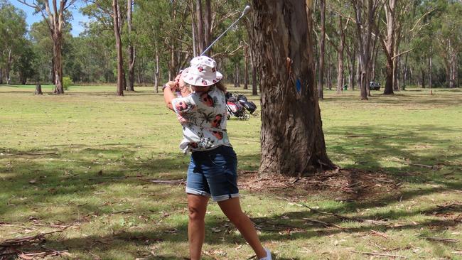 Cherie Ashby taking a swing at Brooksy’s Memorial Golf Day.