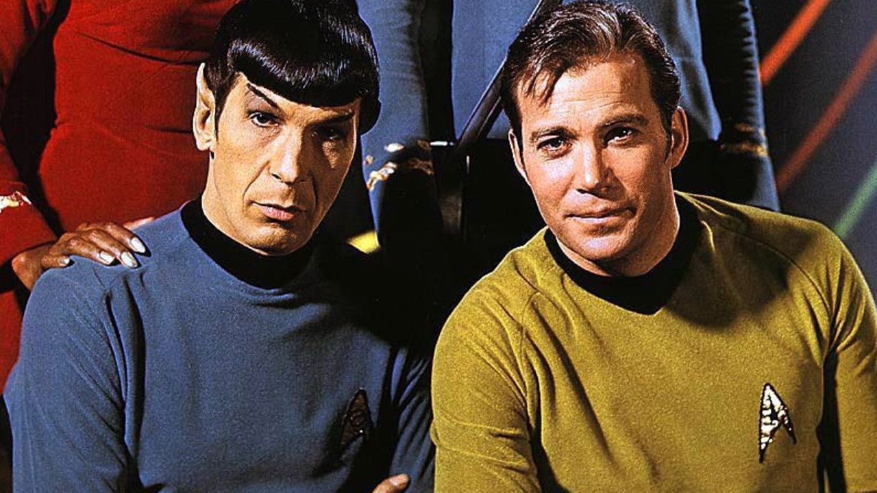 Leonard Nimoy as Mr Spock &amp; William Shatner as Captain Kirk.