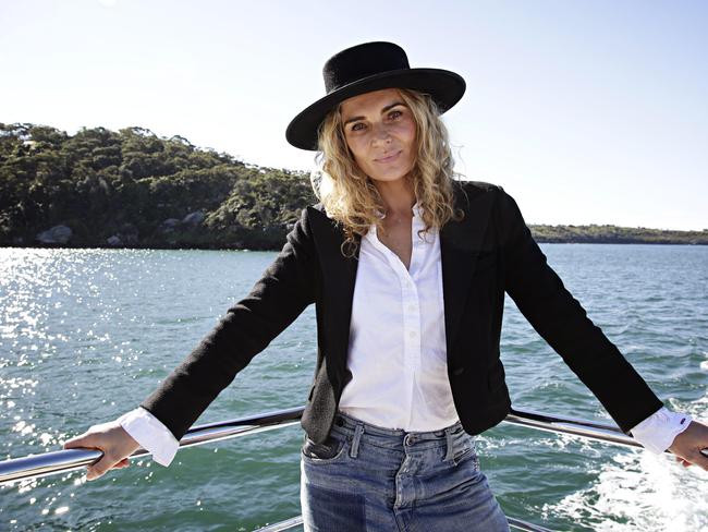 Danielle Cormack on a yacht in Sydney Harbour to celebrate the launch of Stellar / Picture: Adam Yip