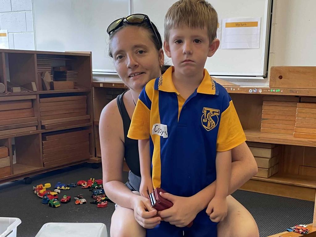 Cooper and Ciobhan Lee at Torquay State School for Cooper’s first day of Prep.