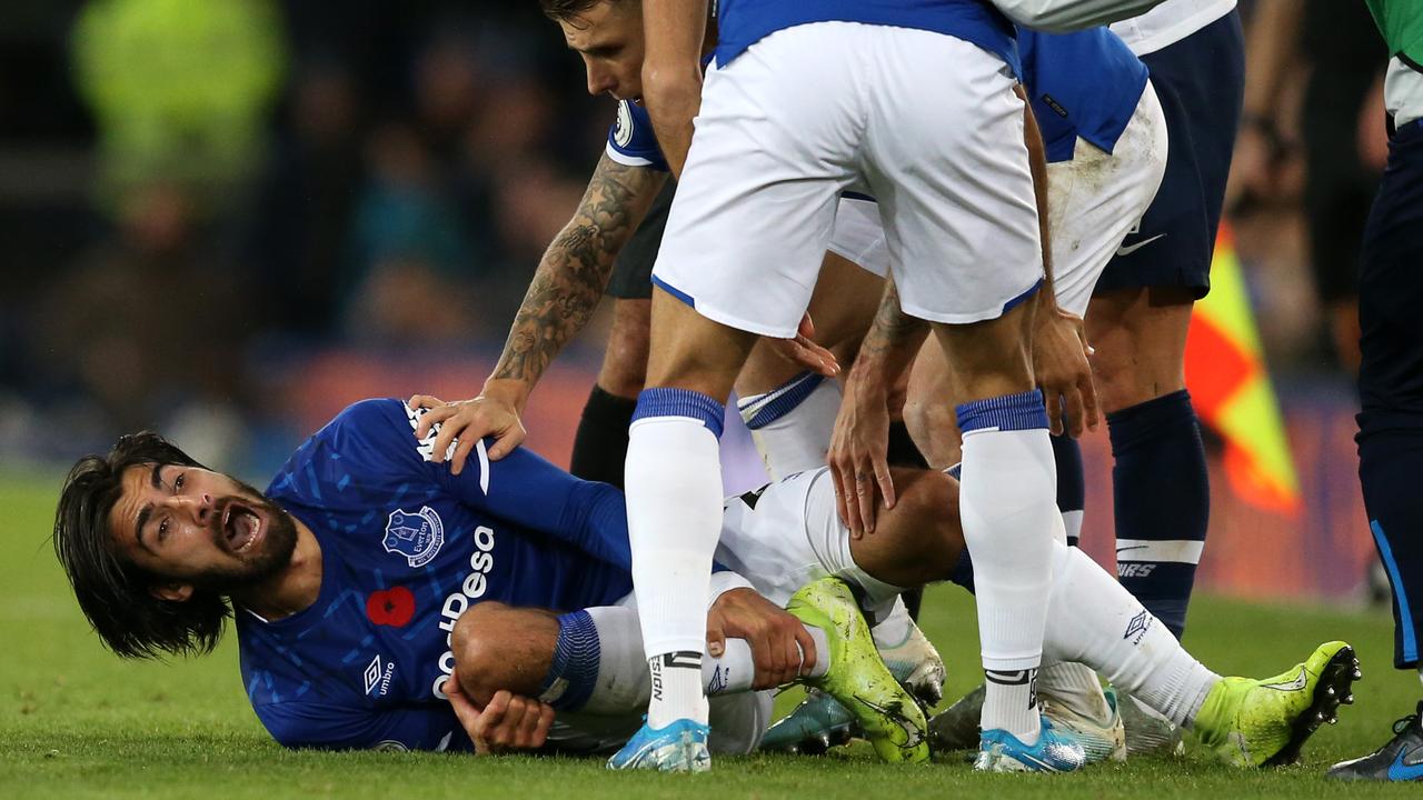 Andre Gomes was given oxygen as he was stretchered off.