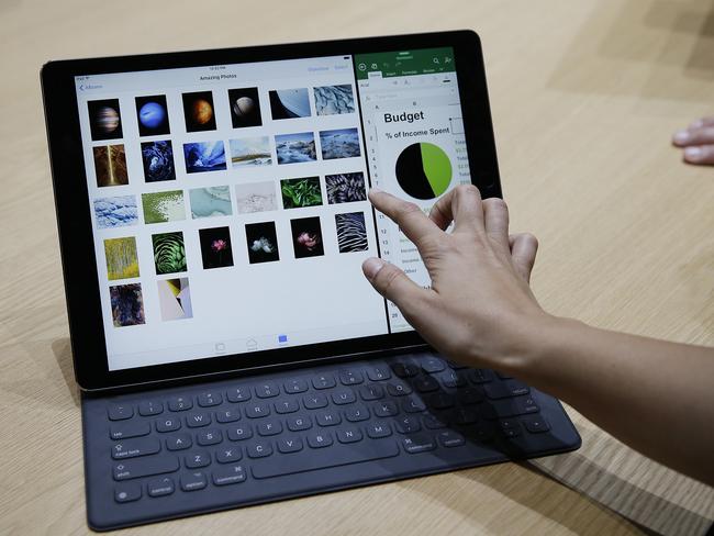 The new iPad Pro with a Smart Keyboard ... Apple has made a clear push for the educational and corporate market with the new iPad. Picture: AP/Eric Risberg