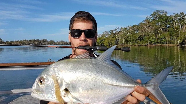 GOOD SPORT: Local angler Aaron with a Noosa River giant trevally. Picture: Contributed