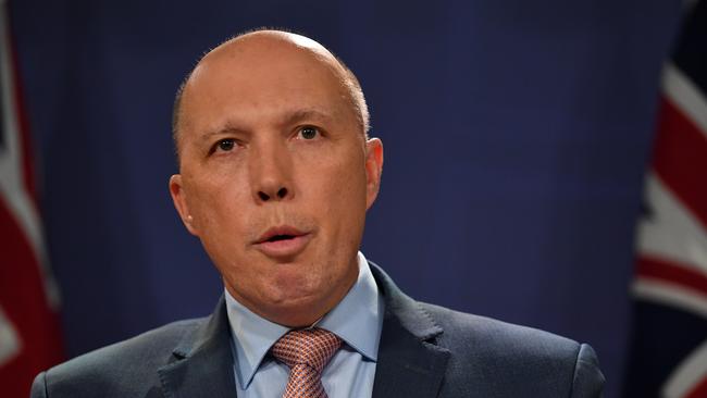 Minister for Home Affairs Peter Dutton says he no longer has ambitions for leadership. Picture: AAP Image/Dean Lewins