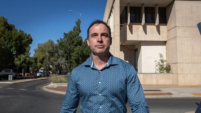 Former Yipirinya School principal Gavin Morris leaves the Alice Springs Local Court. Picture: Liam Mendes