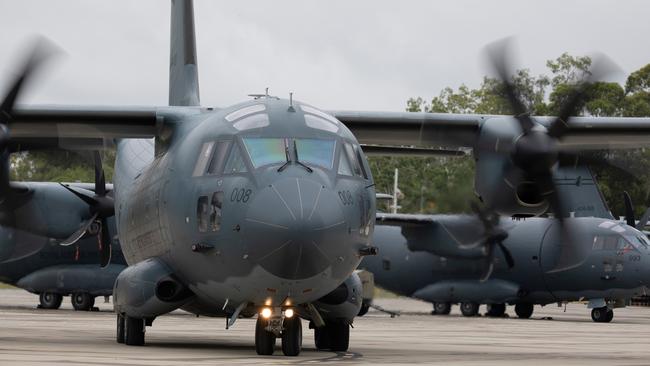 A Royal Australian Air Force C-27J Spartan aircraft on its way to assist in the Kimberly. Source: DFES