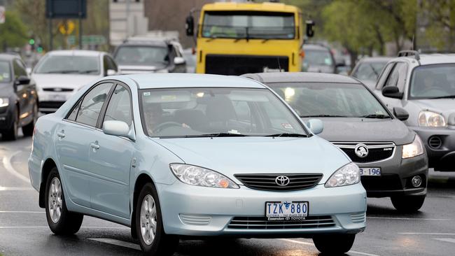 Traffic on the corner of Mt Alexander Rd and Keilor Rd in Essendon North. Picture: David Smith