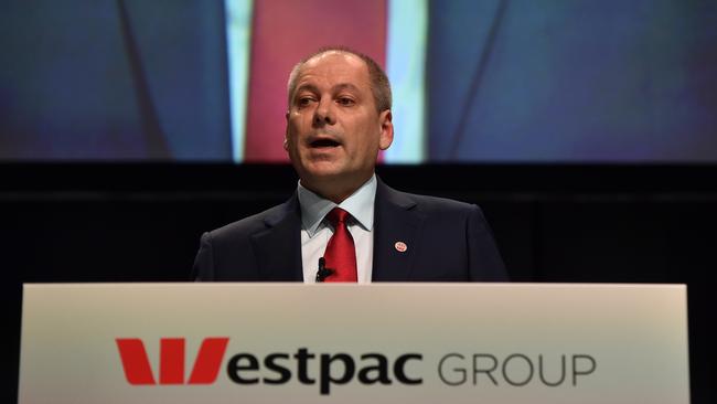 Westpac chief executive Peter King speaks at the bank’s AGM in Melbourne. Picture: NCA NewsWire / Nicki Connolly