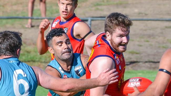 Flinders Park’s Jay Hansen in action during a game against Portland last year. Picture: Brenton Edwards