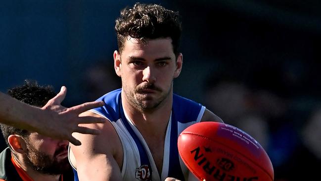 Oak Park’s Cameron Milich during the EDFL Division 2 Grand Final. Picture: Andy Brownbill