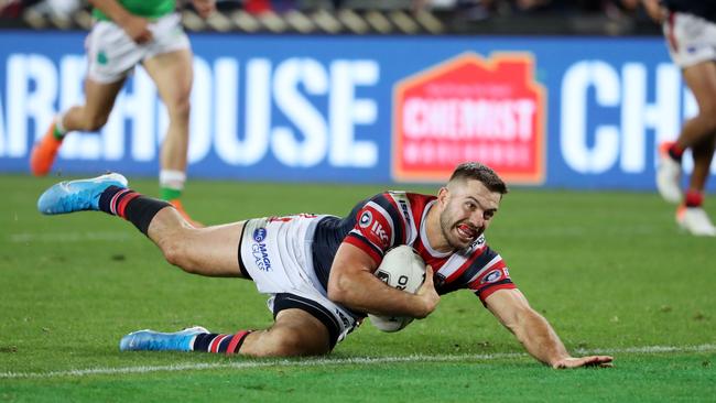 James Tedesco goes in for the match-winning try. Picture: Jonathan Ng