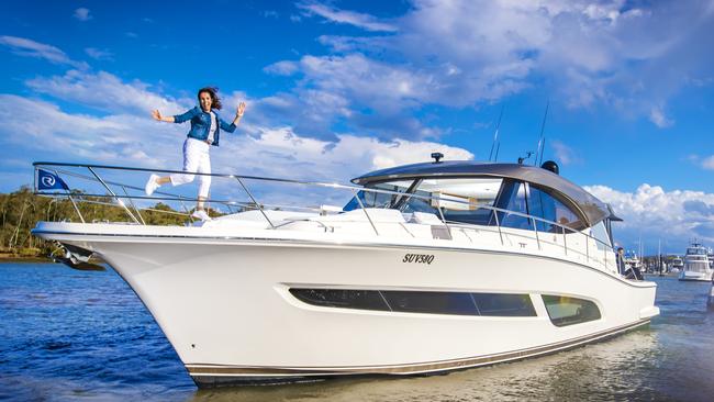 Sandra Mexa gets a sneak peak of the Riviera 585 SUV before it heads off to the Fort Lauderdale International Boat Show. Picture: Nigel Hallett