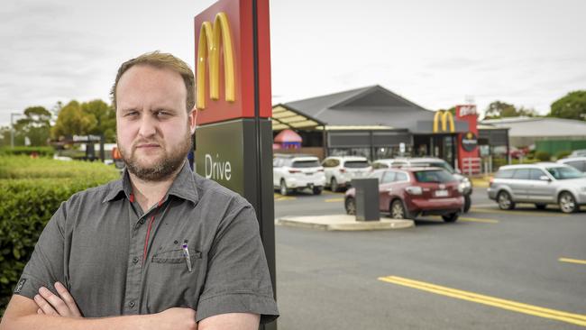 McDonald’s Murray Bridge manager Matthew North spoke to The Advertiser in April. Picture: Roy Van Der Vegt